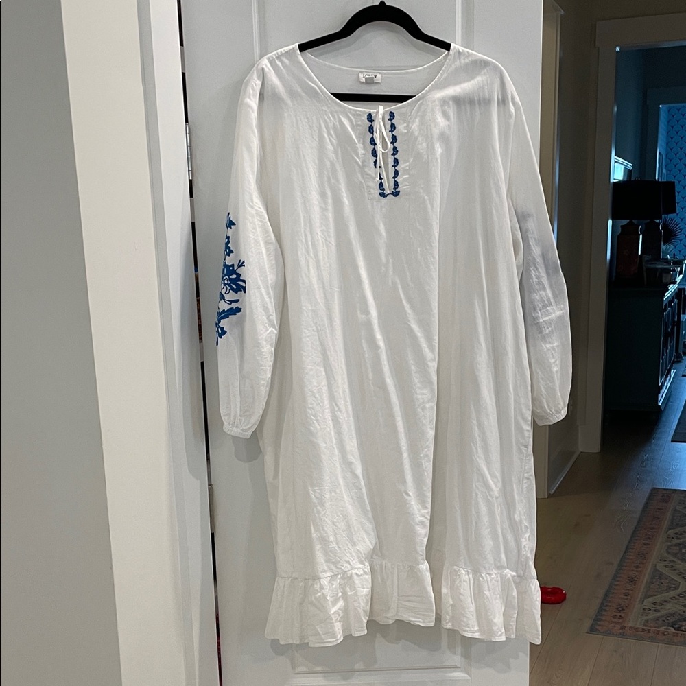 J.Crew floral embroidered puffy, cotton dress ruffle